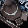 Комплект ожерелья и серег 2023, роскошные женские украшения, элегантная форма, свадебное кольцо из 4 предметов для невесты