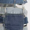 Юбки Женская джинсовая юбка с контрастной вставкой и пряжкой с вырезом Шикарный дизайн Короткая юбка Юбка y2k Летняя гот-одежда Harajuku Outfits L230907