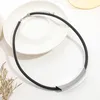 Choker ALLYES Vintage Silber Farbe Metallrohr Halskette Für Frauen Punk Persönlichkeit Schwarz Leder Seil Halsketten Trendy Schmuck