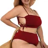 Costume da bagno da donna Bikini a vita alta 2023 Costume da bagno push up a due pezzi tinta unita da donna sexy brasiliano