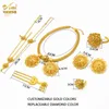 Hochzeits-Schmuck-Sets ANIID Dubai äthiopische Blumenform vergoldet 6-teiliges Schmuck-Set für Frauen, nigerianisches Luxus-Halsketten-Schmuck-Set, Hochzeits-Party-Geschenke 230906