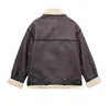 Women's Jackets 2023 Winter Brown Thickened Warm Fleece Leather Moto Biker Jacket Bomber Women Belt Zipper Pocket Lamb Wool Inner