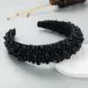 Opaski na głowę luksus barokowy gąbkę kobiety pełne perłowe opaski do włosów ślubne akcesoria imprezowe czarne nakrycia głowy 230907