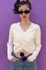 Women's Sweaters Winter Retro Navel Slimming V-neck Knitted Long Sleeves Pullover Pure White Purple Fur Ball Inner Sweater