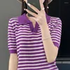 Women's Sweaters Pullover Short Sleeve Sweater T-shirt Fashion Slim Fit Knitted Polo Neck Hollow Out Special Sale Sal