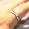 Cluster Ringen Eenvoudige Mode-sieraden Puur 925 Sterling Zilver Pave Wit Clear 5A CZ Vrouwen Wedding Cross Band Ring Gift