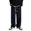 Men's Pants Fashion Men Trendy Long Sportwear Fine Sewing Plaid Print Loose Casual Trousers Daily Clothing