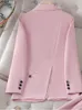 Women's Suits Elegant Autumn Blazers For Women 2023 Jackets Coats One Button Office Lady Veste Femme Plus Size Outerwear Tops Mujer Pink