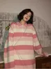 Deeptown Pink Striped Tshirts Women Harajuku Korean Fashion Oversize Long Sleeve T Shirts Kawaii Preppy Style Basic Tees