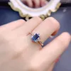 Cluster-Ringe, natürlicher London-Blautopas-Ring, 925er-Silber, zertifiziert, quadratisch, 4 x 6 mm, Edelstein, hübsches Mädchen-Geschenk