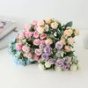 Decorative Flowers Artificial Rose Bouquet Simulation Blue Fake Flower Wedding Pography Home Living Room Table El Decoration