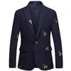 Bee broderi blazer smal fit masculino abiti uomo bröllop prom blazers tweed ull för män stilfull kostym245b