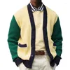 남자 스웨터 빈티지 니트 스웨터 따뜻한 재킷 가을 겨울 패션 롱 슬리브 v 남자를위한 목 니트웨어 코트 캐주얼 버튼 가디건