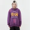 Felpe con cappuccio da donna Black Air Distressed Oversize Print per donna Uomo Kangaroo Y2k Gothic Winter Purple Abbigliamento Pullover Streetwear