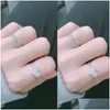 Anneaux de mariage Simple Mode Doux Mignon Bijoux 925 Sterling Sier Rose Or Remplissage Pave Blanc Saphir Cz Diamant Femmes Bande De Mariage Rin Dhkj0