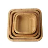 Dinnerware Sets 1Pc Square Wood Bowl 4 Sizes Salad Set Large Small Wooden Plate Snack Dessert Serving Dishes Container Tableware