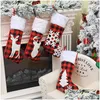 Julekorationer Plaid Print Stocking Socks Red Black Candy Presentväskor Xmas Tree Hanging Ornament Nyårsdekor VT1727 Drop Deliv DH2E6