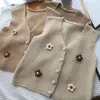 Autumn And Vests Winter Womens Clothing Item Korean Style Three Dimensional Flower Decorations All Match Sweater