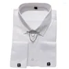 Camicie eleganti da uomo Abbigliamento di fascia alta non dannoso Colletto Spilla Lavalier Social Polsino francese Camicia a maniche lunghe Camicetta formale da matrimonio