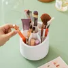 Storage Boxes Dust-proof Make Up Brush Holder 360° Rotating Desktop Brushes Organizer Makeup Lid Jar Pot Bathroom Organization Home