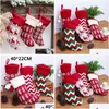 Dekoracje świąteczne dzianinowe pończochy Xmas Tree Ornament Czerwony i biały Święty Mikołaj Candy Prezent Socks Party Wiselant Hurtowa upuszczenie Dhmgd