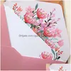 Cartes de voeux 6pcs imprimé fleur enveloppe lettre papier kawaii papeterie mariage carte de voeux invitation sac bureau fournitures scolaires DH1TC