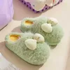 Slippers Grappige Cartoon Winter Slippers Vrouwen 2023 Nieuwe Pluizige Schattige Zoete Strik Gebonden Slippers Dikke Zool Antislip katoenen Slippers Schoenen X0905