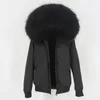 Womens Fur Faux Fur Mulheres Impermeável Bomber Parka Casaco de Pele Real Jaqueta de Inverno Mulheres Natural Raccoon Fur Collar Hood Grosso Outerwear 230906