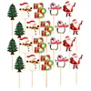 Lagringsflaskor 20 st julgran topper party kort kaka papper kopp insert snögubbe festival toppers xmas