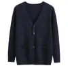 Pulls pour hommes Cardigan coréen Pull Top en tricot Vêtements Bleu marine à manches longues Col V Oversize Veste Manteau