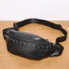 Sacos de cintura Annmouler Moda Unissex Pacote de Cintura Bolsa Pu Couro Crânio Peito Saco Preto Ombro Bolsa de Telefone Grande Homens Mulheres Fanny Pack Bum Bag 230907