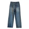 Lowe Original Edition Designer Kwaliteit Nieuwe geborduurde bontrand Wijde pijpen Hoge taille Slanke veelzijdige broek Wasbare jeans