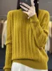 Kadın Sweaters 2023 Kış ve Sonbahar Kadın Sakilleri Pure Yün Örme Jumperlar Moda O Yağ Kaşmir Standart İçi Boş Üstler