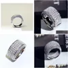 Fedi nuziali Scintillanti gioielli di lusso Gemma infinita 925 Sterling Sier Pave Topazio bianco Cz Diamante Anello di fede nuziale placcato oro 18 carati Fo Dhmwm