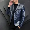 Men's Suits Fashion Suit Handsome All-matching Leather Casual Autumn Youth Jacket PU Trend Coat M-5XL