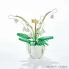 Block 284st Creative Lily of the Valley Flower Building Block Creative Plant Decor Children Toys for Girl Gift R230911