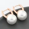 Boucles d'oreilles pendantes de luxe de qualité, grande coquille ronde en perles, couleur or Rose moderne pour femmes, bijoux à la mode, cadeau amusant, 585