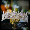 Hair Jewelry Luxury Cubic Zirconia Crown Crystal Bridal Tiaras Crowns Queen Princess Pageant Diadem Headband 210616 Drop Delivery Hai Dhax1