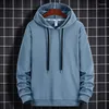 Sweats à capuche pour hommes Hommes solide simple cordon de serrage sweat à capuche sport de plein air respirant pull streetwear lâche haut décontracté à manches longues