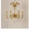 Żyrandole miedziana żyrandol salon wiszący lampka d68cm H76CM 6arms Candle Style francuska willa barokowa luksusowy duży