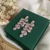 Dangle Earrings Blue Leaves Stone For Women Cubic Crack Crystal Flower Tassel Fashion Jewelry Luxury Trendy Zircon Wedding Gift