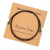 Strand 2023 Morse Code Armbanden Creatieve Zwarte Steen Kralen Handgemaakte Kaarten Paar Cadeau