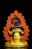 Figurines décoratives 12"Collection de temple tibétain Ancien contour de gemme en mosaïque de cristal naturel en or Ganesh rétro-éclairage maison de ville de Bouddha assis