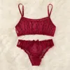 Vêtements de nuit pour femmes Sexy Wave Point Lingerie amusante Voir à travers des sous-vêtements en maille Costume érotique Soutien-gorge et culotte confortables Ropa de Mujer