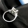 Cluster Rings Luxury Square 4ct Radiant Cut Diamond For Women Real 925 Sterling Silver Wedding Ring Finger Engagement Jewelry