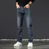 Męskie dżinsy jeansowe zimowi mężczyźni Slim Fit European American Tbicon High-end Brand Małe proste spodnie (201-216 cienki) F240-00