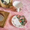 Mugs Gold Stroke Ceramic Coffee Cup With Saucer European Classical Tiger Rose Painting Afternoon Tea Dessert Dishes Juice Cups