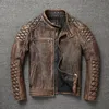 Giacca da motociclista vintage da uomo in pelle sintetica in ecopelle Colletto alla coreana Giacca in pelle di vacchetta naturale Strato superiore classico Tuta da motociclista in pelle di vacchetta Abbigliamento da motociclista 230907