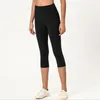 Calças ativas femininas capri macias leggings-cintura alta controle de barriga não transparente treino corrida ioga com logotipo