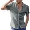 Chemises décontractées pour hommes 2023 Mode manches courtes T-shirt solide avec col polo simple boutonnage haut respirant grande taille cardigan